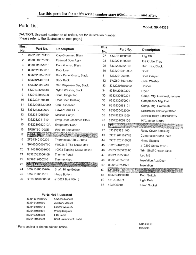 Sanyo SR4433S - Refridgerator 4.4 Cu FTF User manual
