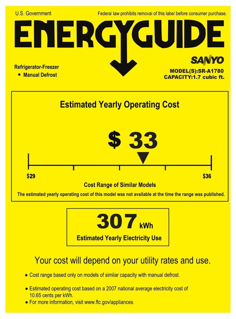 Sanyo SRA-1780 - Commercial Solutions Freezerless Compact... Energy guide