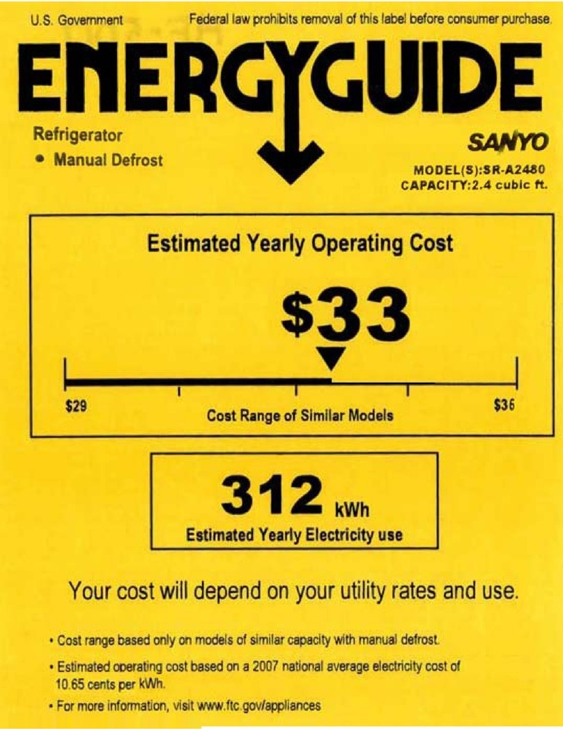 Sanyo SRA2480 - Commercial Solutions Freezerless Compact... Energy guide