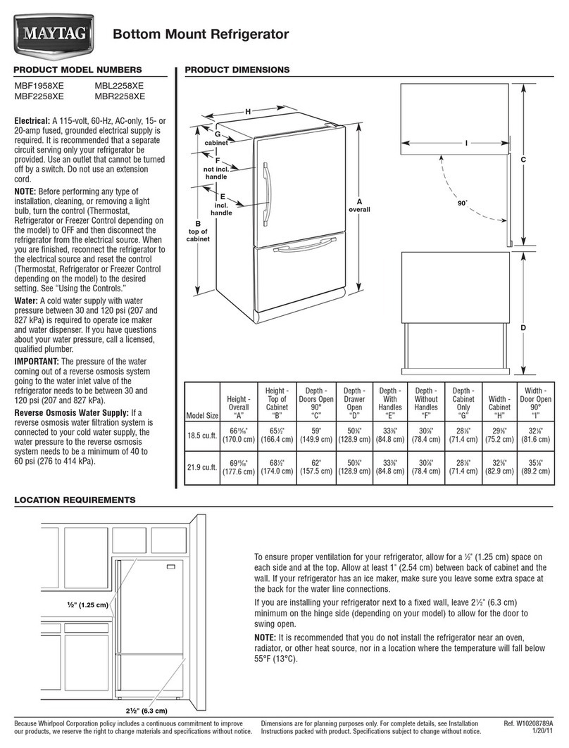 Maytag MBF1958XE Series Product dimensions