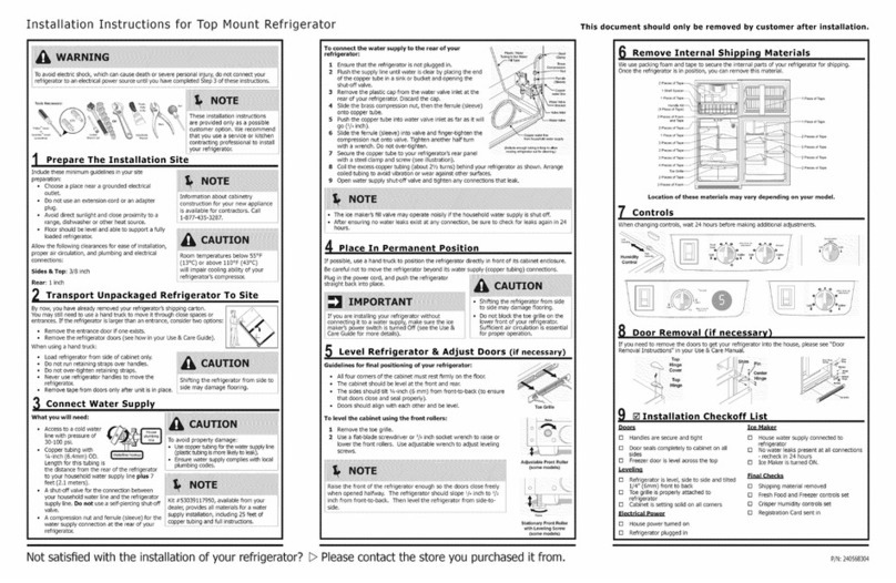 Kenmore 7897 - 18.2 cu. Ft. Top Freezer Refrigerator User manual