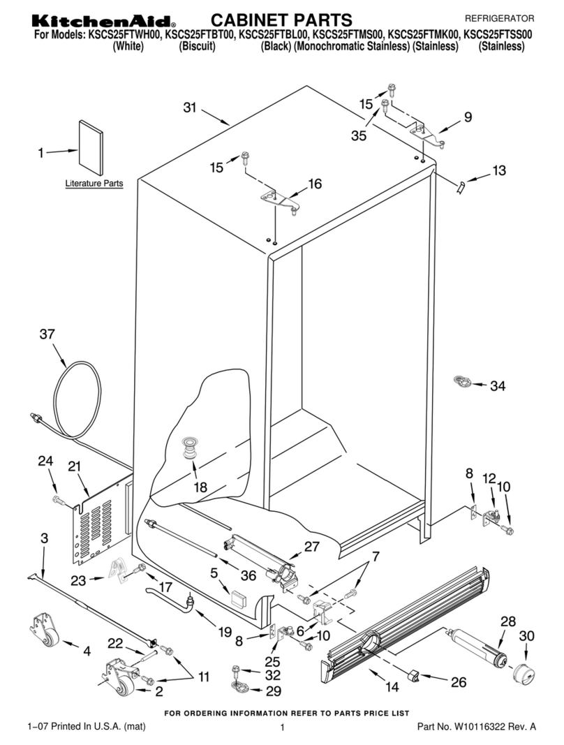 KitchenAid KSCS25FTWH - Architect Series II: 24.5 cu.... parts list