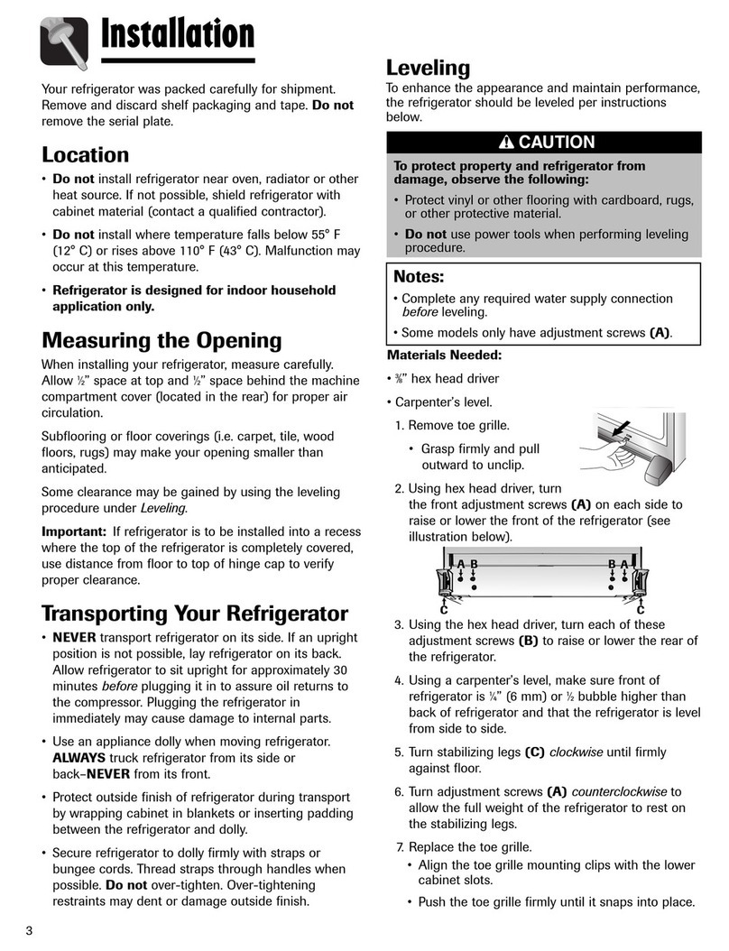 Maytag MBF2256KEB - Bottom Freezer Refridgerator User manual