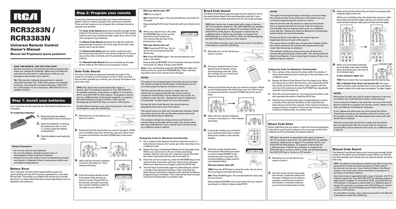 RCA RCR3283 - Universal Remote Control User manual