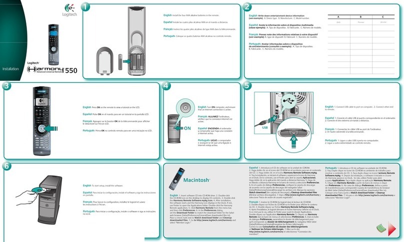 Logitech Harmony 550 - Harmony 550 Universal Remote User manual Logitech Harmony 550 - Harmony 550 Universal Remote User manual