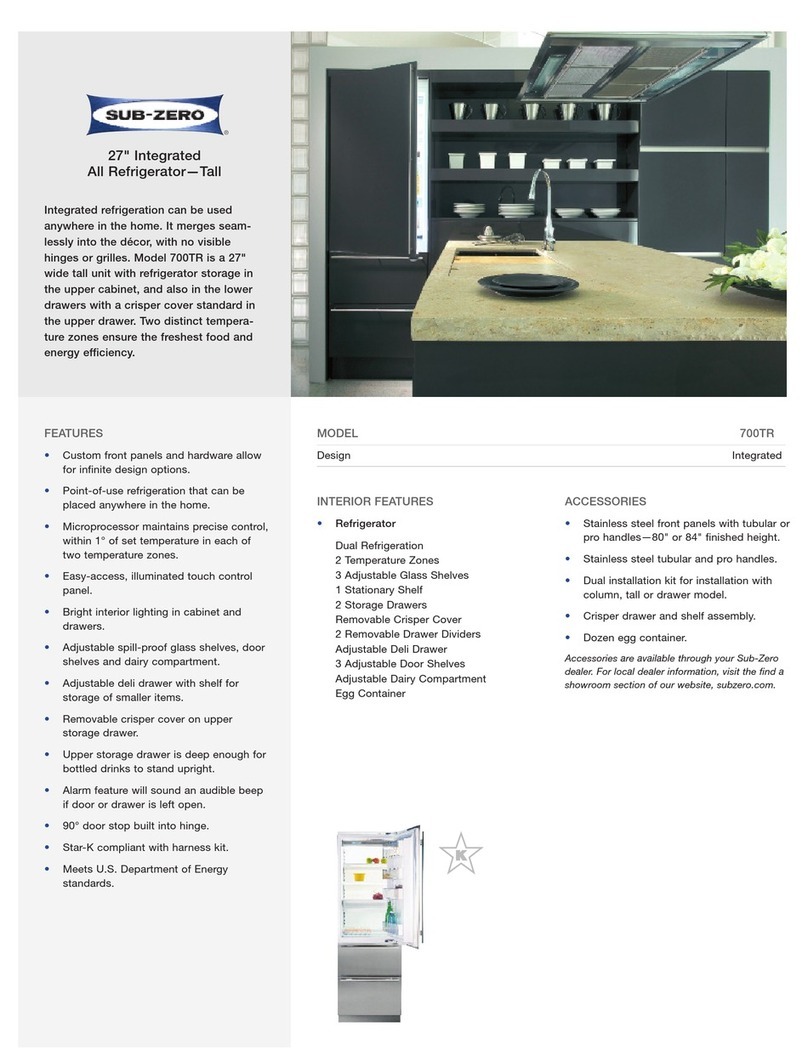 Sub-Zero 700TR User manual Sub-Zero 700TR User manual