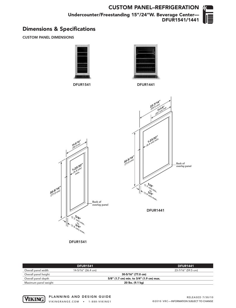 Viking DFUR1541 Dimensions and specifications Viking DFUR1541 Dimensions and specifications