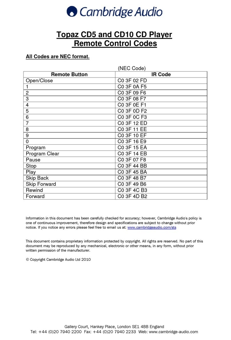 Cambridge Audio Topaz CD5 manual