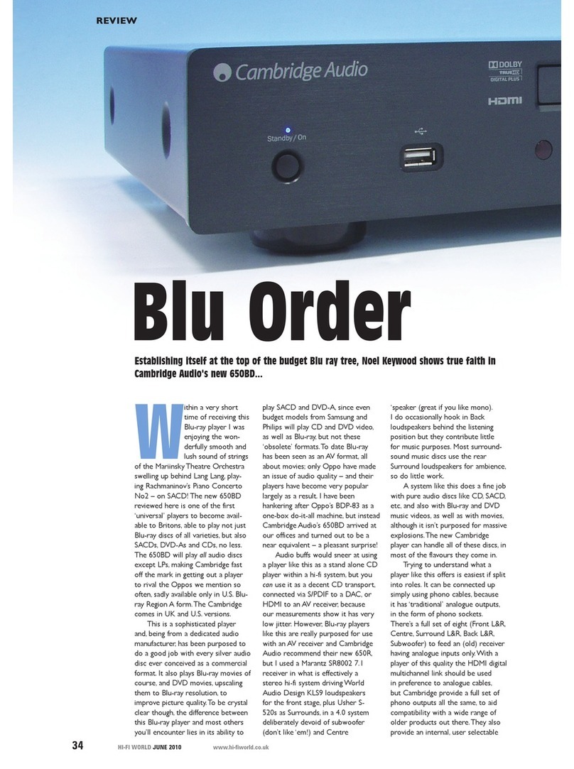 Cambridge Audio Azur 650BD datasheet