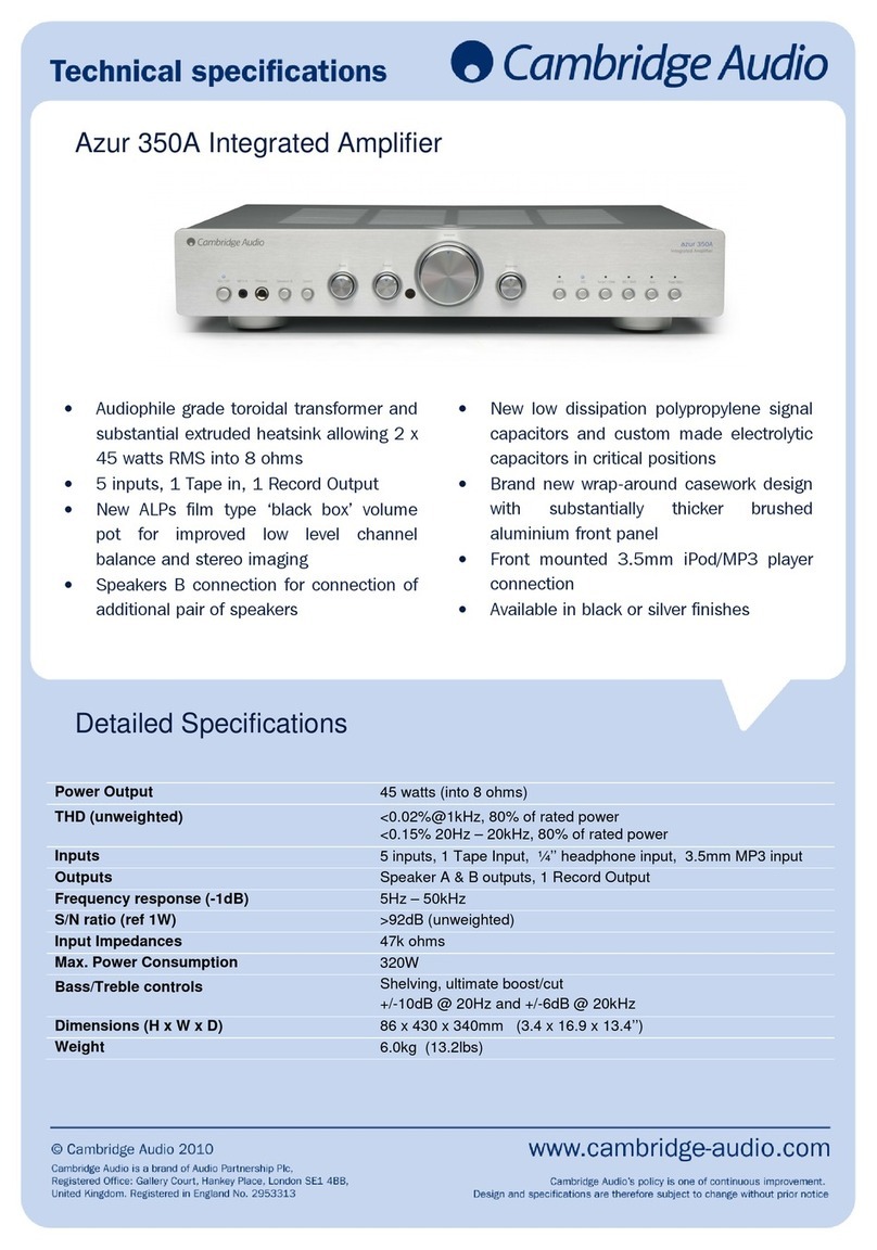 Cambridge Audio azur 350A Detailed specifications