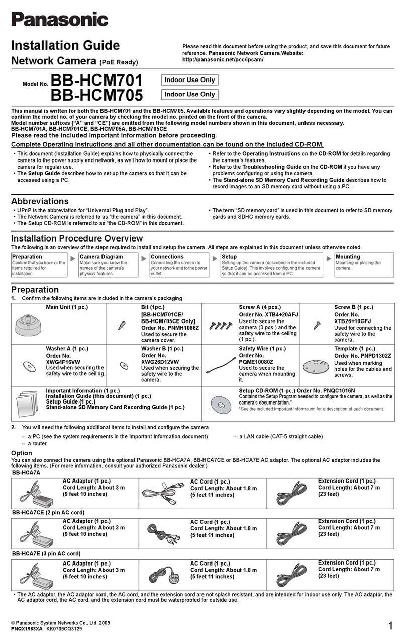 Panasonic BB-HCM705A - Fixed MP H.264 Dome POE Indoor Network... User manual