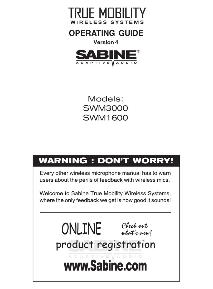 SABINE TRUE MOBILITY WIRELESS SYSTEM SWM3000 operating guide