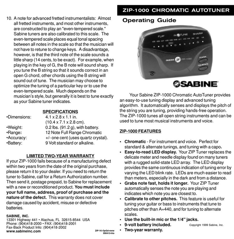 SABINE ZIP-1000 operating guide
