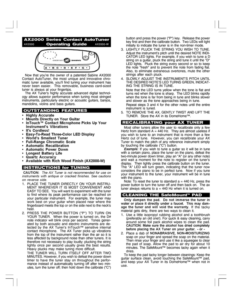 SABINE AX2000 Contact AutoTuner User manual