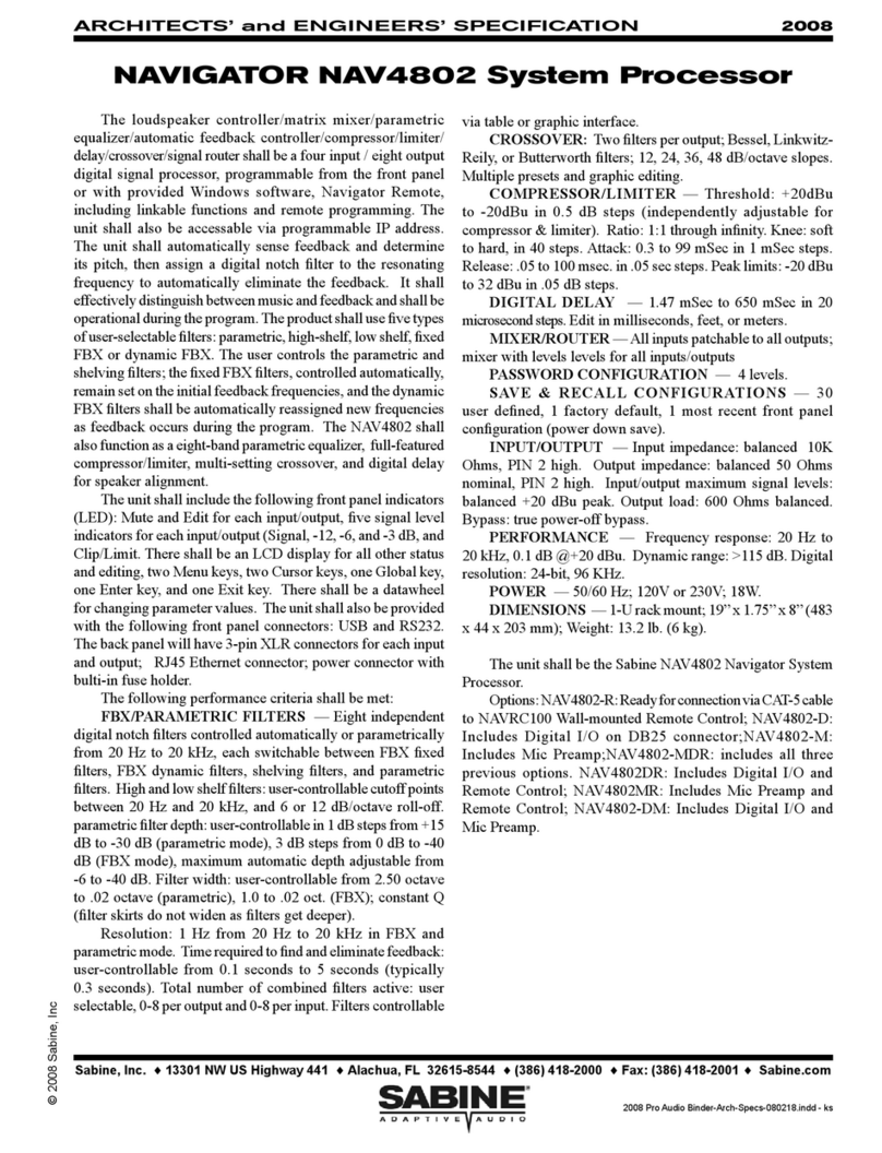 SABINE NAVIGATOR NAV4802 User guide