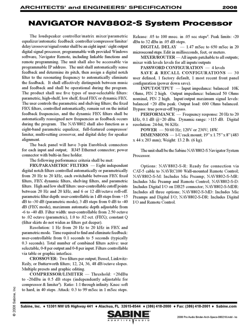 SABINE NAVIGATOR NAV8802-S User guide