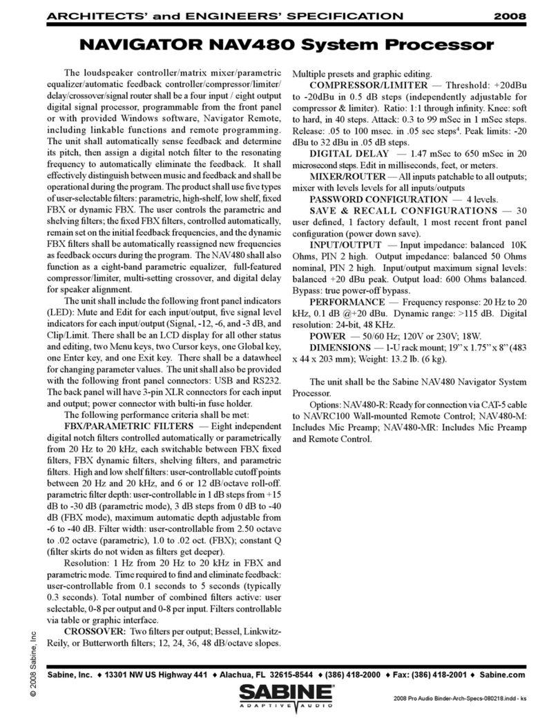 SABINE NAVIGATOR NAV480 User guide