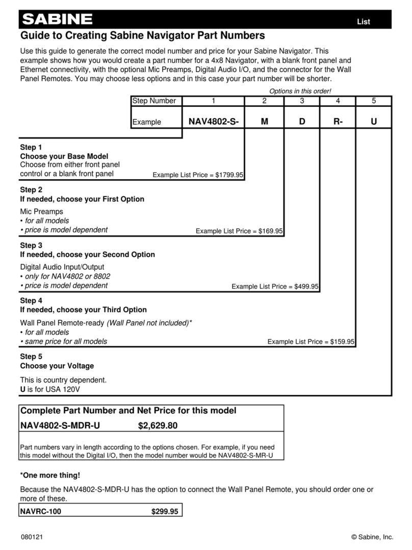 SABINE NAVIGATOR - GUIDE TO ORDERING A R manual SABINE NAVIGATOR - GUIDE TO ORDERING A R manual