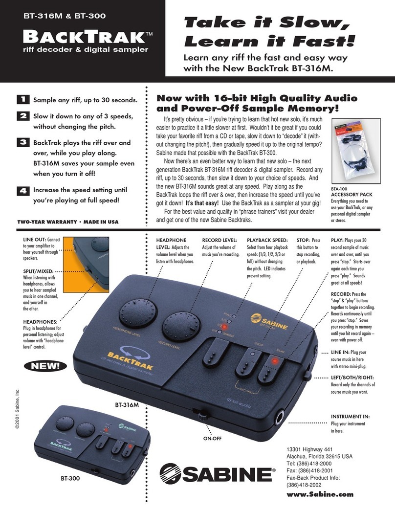 SABINE BACKTRAK BT-300 manual