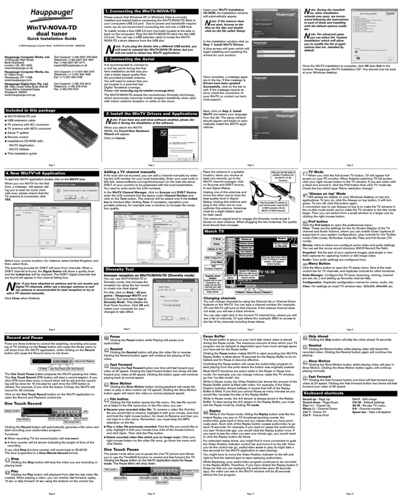 Hauppauge WINTV-NOVA-TD STICK QI installation guide