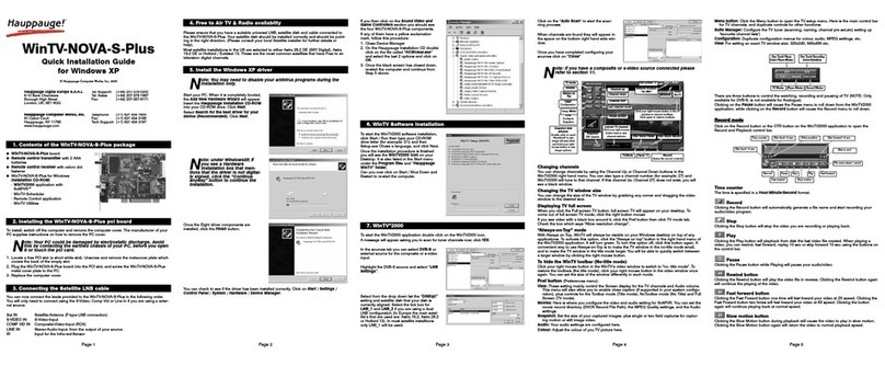 Hauppauge WINTV-NOVA-S QI Quick installation guide