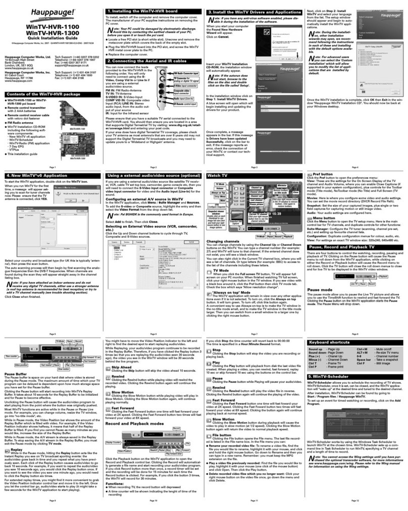 Hauppauge WinTV-HVR-1100 Quick installation guide