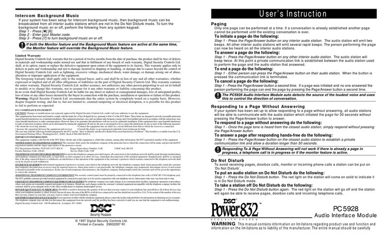 DSC PC5928 User instruction