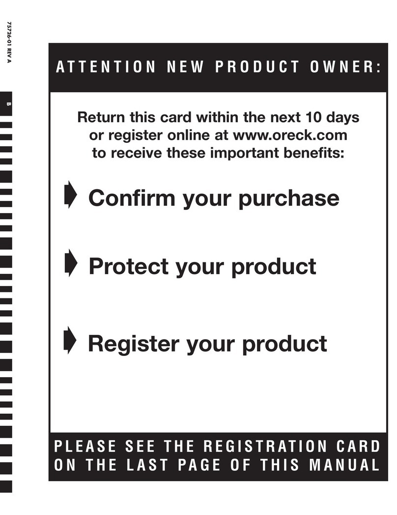 Oreck U2500RH User manual