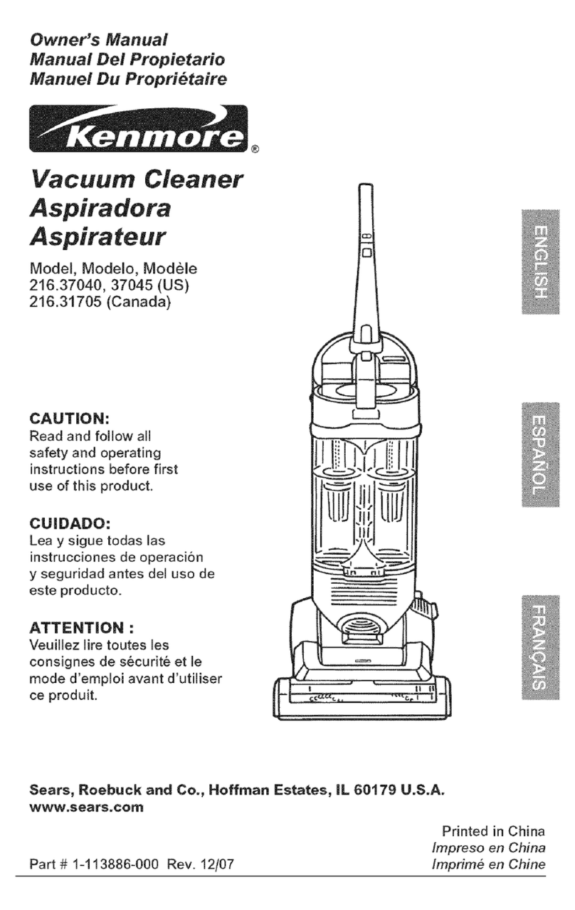 Kenmore 3704 - Bagless Upright Vacuum owner's manual
