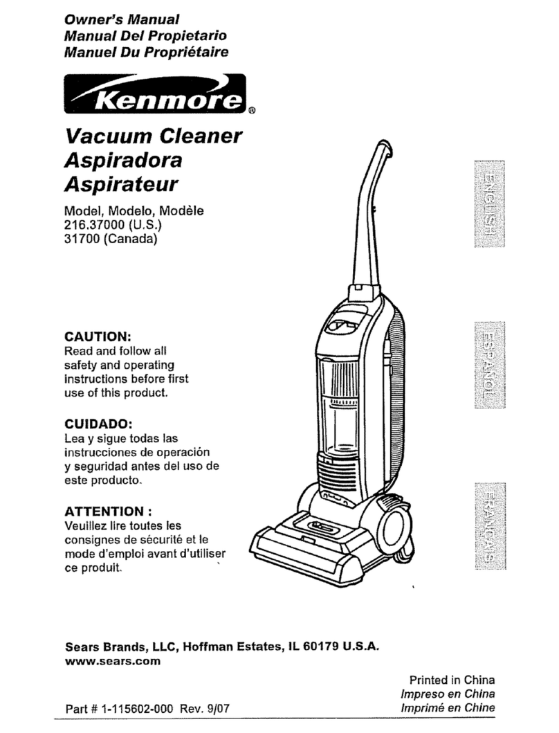 Kenmore 3700 - Bagless Upright Vacuum owner's manual