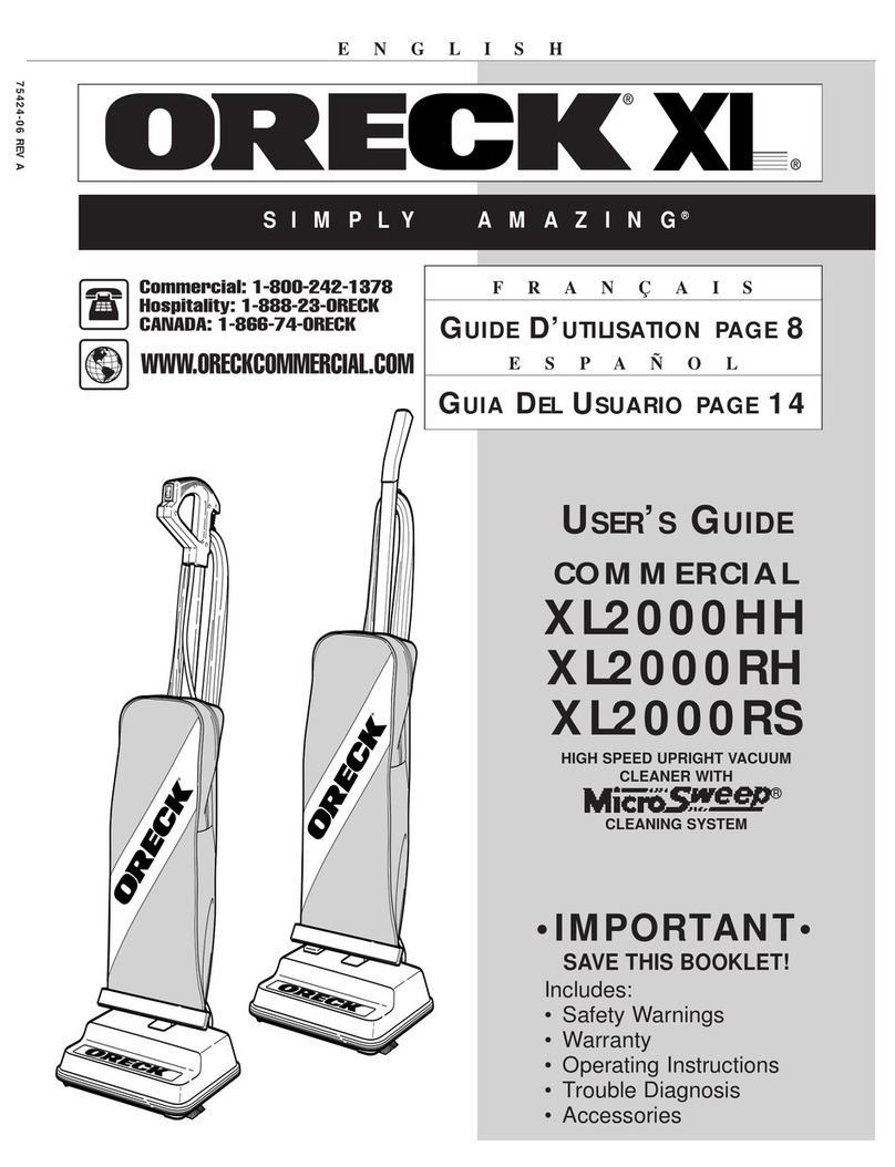 Oreck Simply Amazing XL2000HH User manual