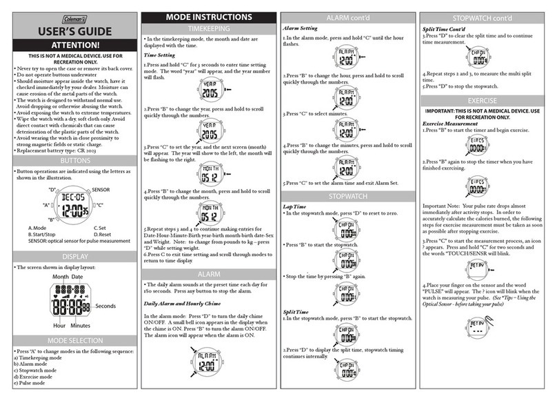 Coleman 40-398 User manual