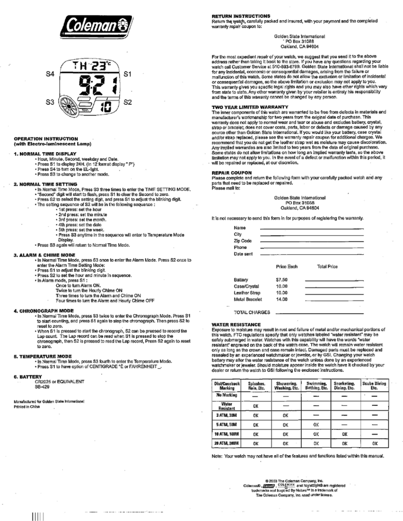 Coleman 40-374 User manual