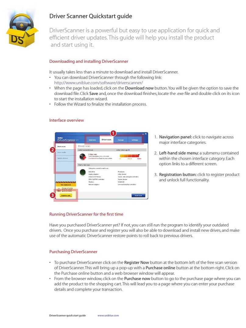 UNIBLUE DRIVERSCANNER quick start guide