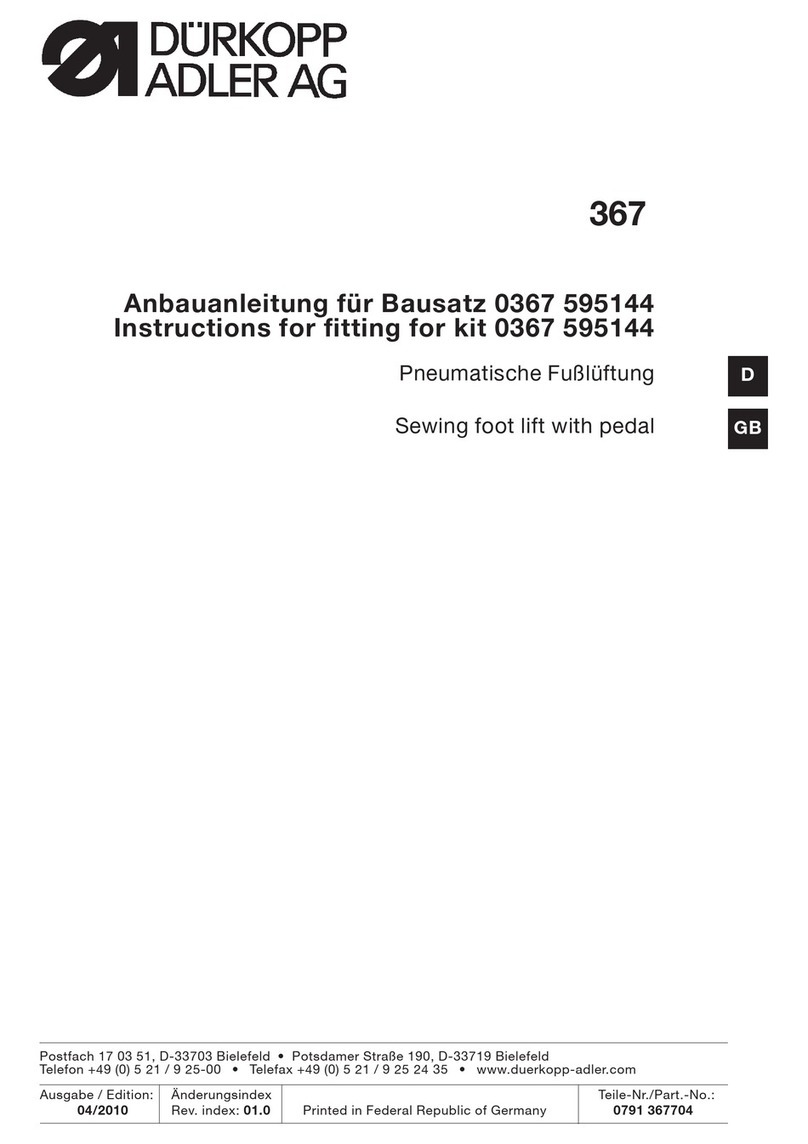 DURKOPP ADLER 367 - INSTRUCTIONS FOR FITTING FOR KIT 0367... instructions