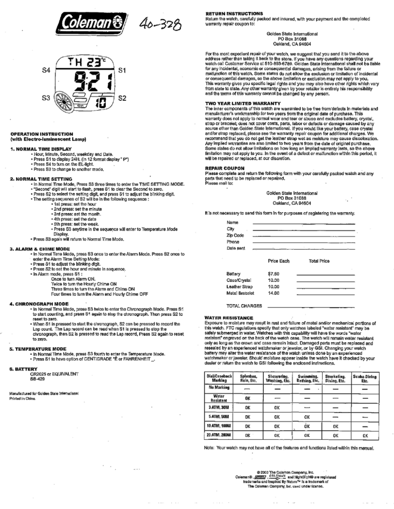 Coleman 40-118 operation instruction Coleman 40-118 operation instruction