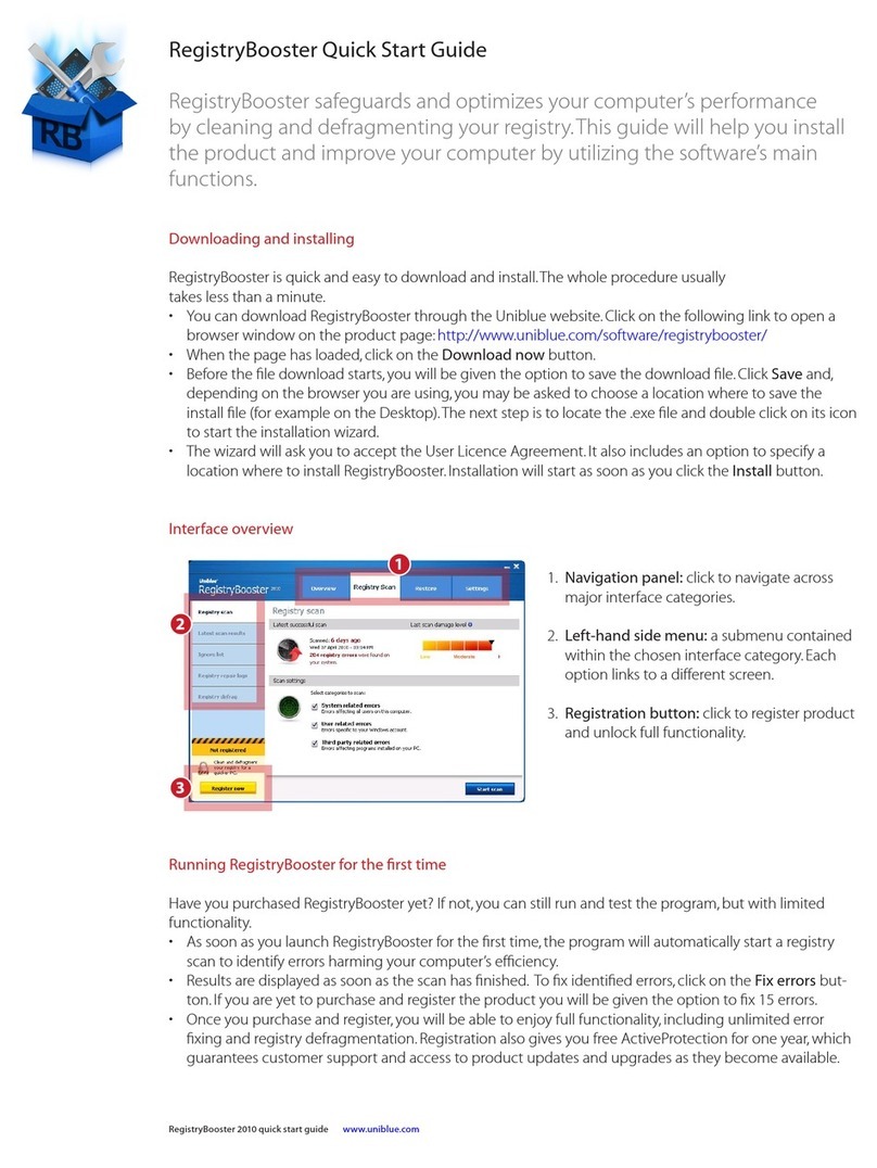 UNIBLUE REGISTRYBOOSTER quick start guide UNIBLUE REGISTRYBOOSTER quick start guide