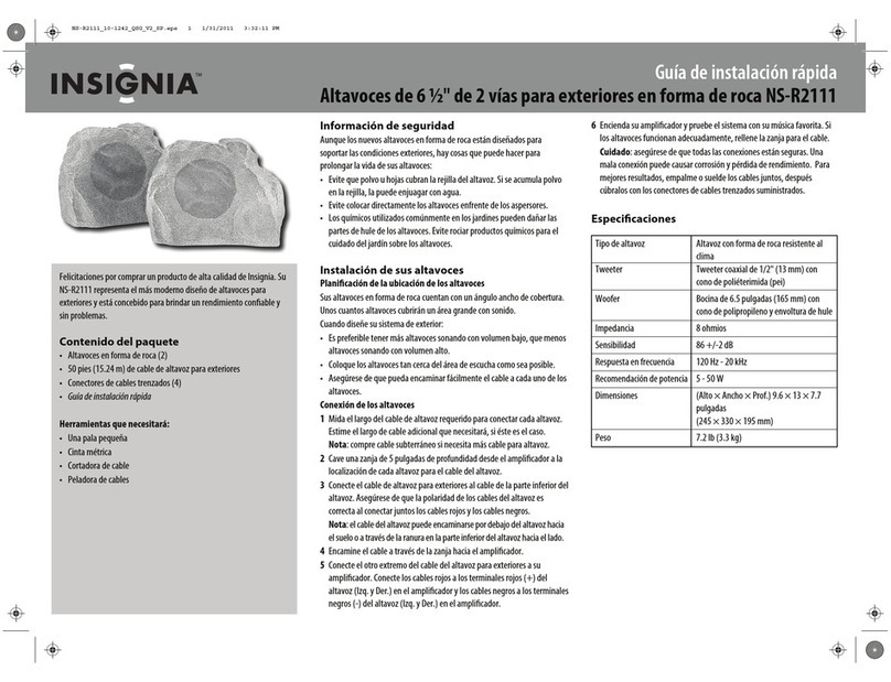 Insignia NS-R2111 - Simulated Rock Outdoor Speakers... Quick setup guide