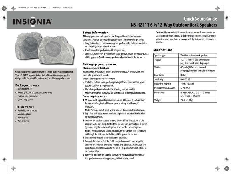 Insignia NS-R2111 - Simulated Rock Outdoor Speakers... User manual Insignia NS-R2111 - Simulated Rock Outdoor Speakers... User manual