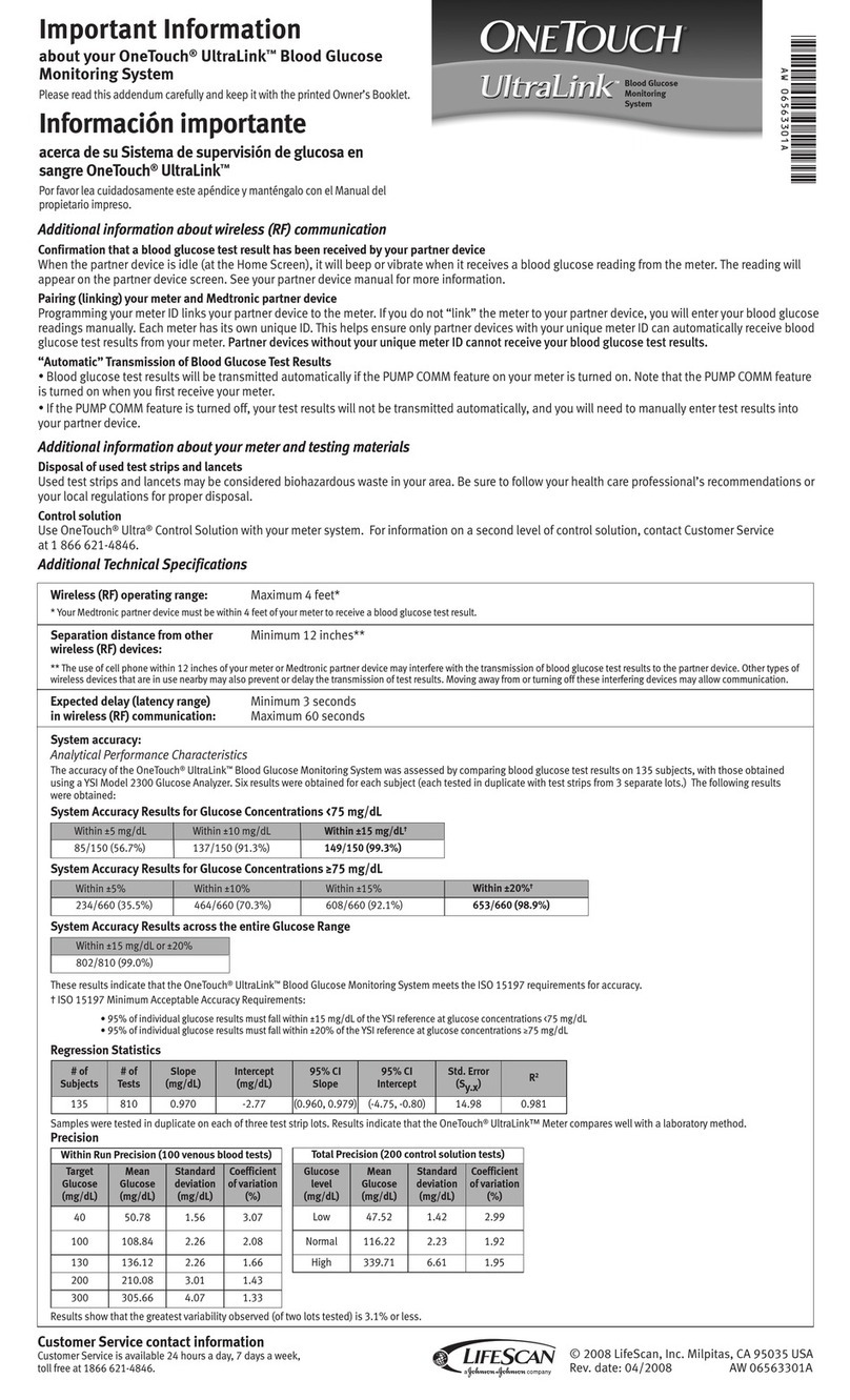 OneTouch ULTRALINK - ADDENDUM owner's booklet