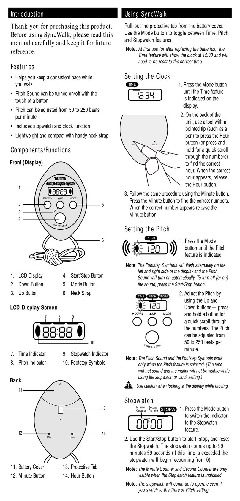 Tanita SYNCWALK User manual