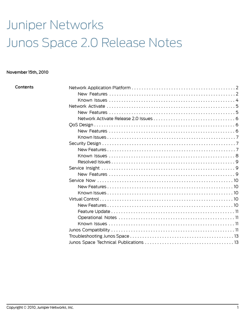 Juniper JUNOS SPACE 2.0 - RELEASE NOTES Instruction Manual Juniper JUNOS SPACE 2.0 - RELEASE NOTES Instruction Manual