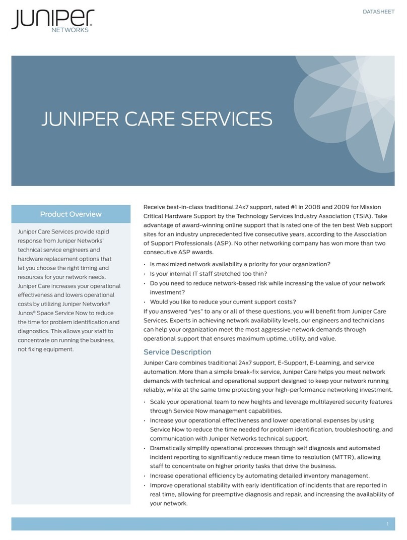 Juniper JUNIPER CARE SERVICES User manual