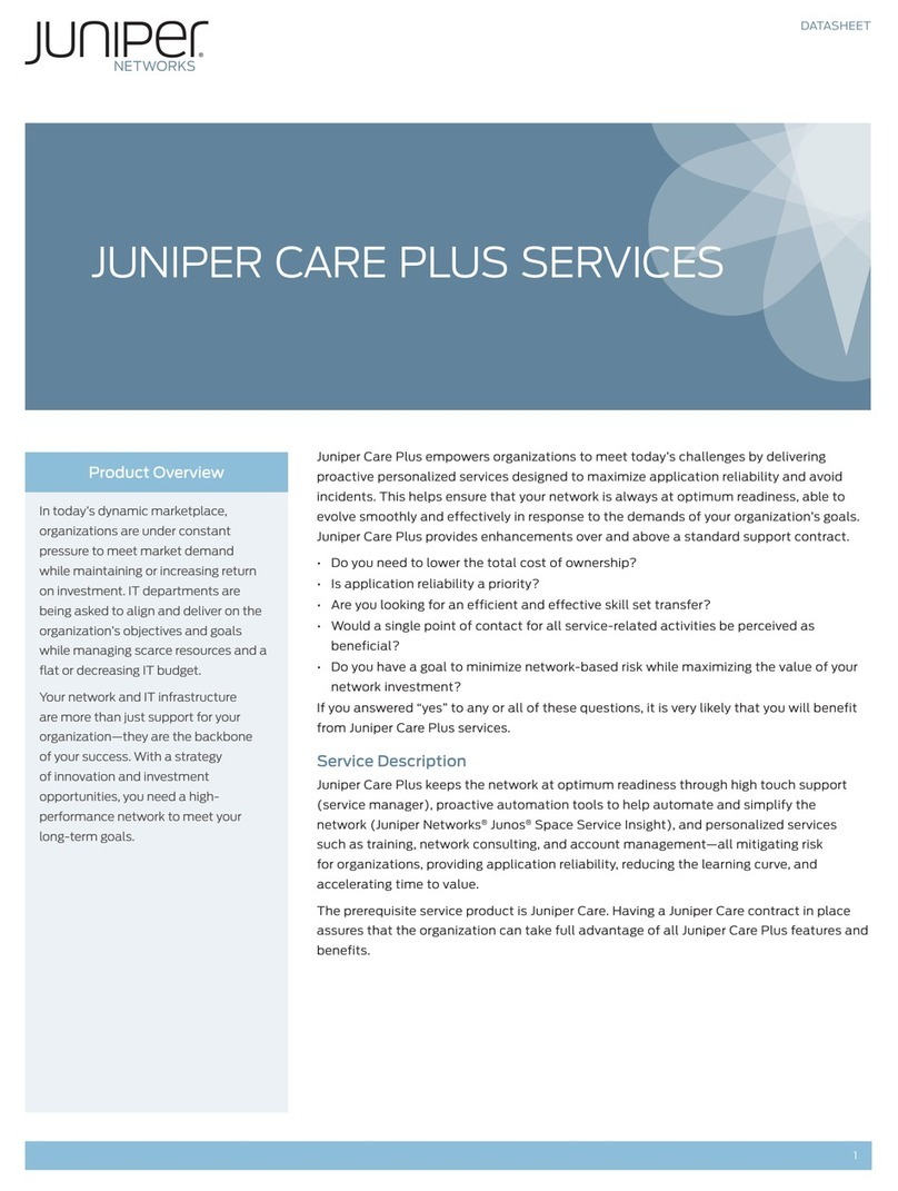 Juniper JUNIPER CARE PLUS SERVICES User manual
