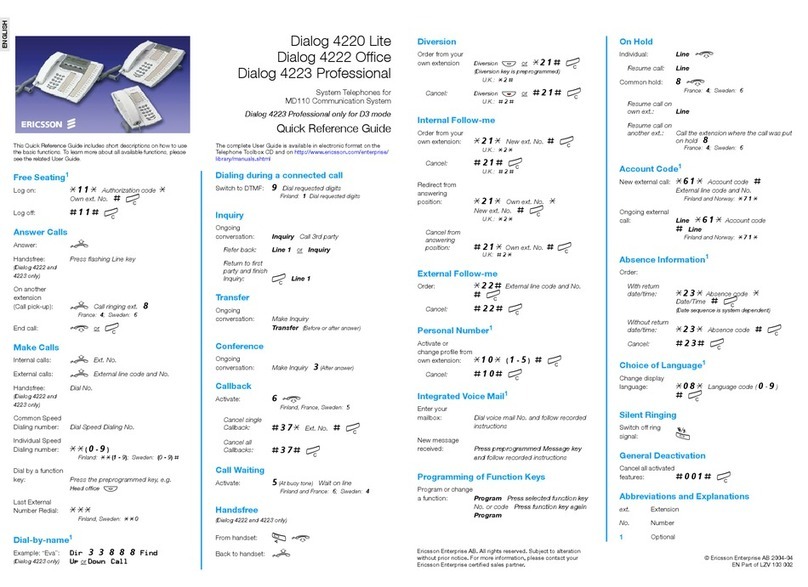 Ericsson DIALOG 4220 LITE User manual