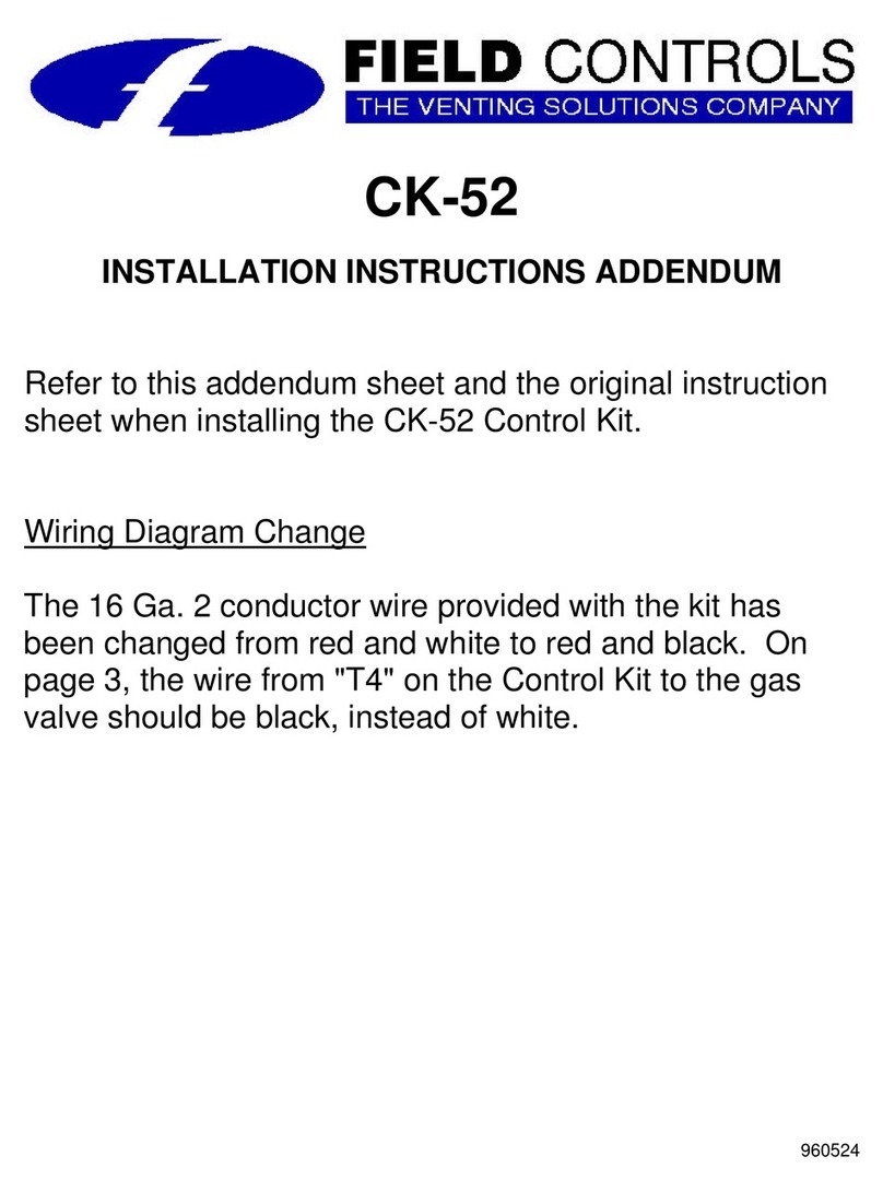 Field Controls 960524 Installation instructions addendum Field Controls 960524 Installation instructions addendum