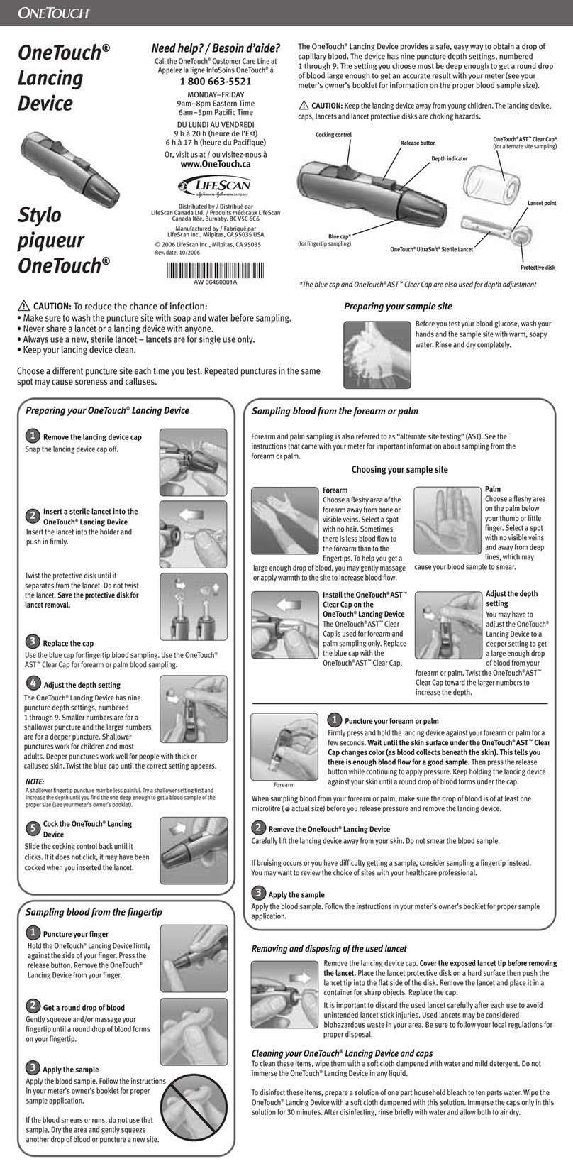 OneTouch LANCING DEVICE manual