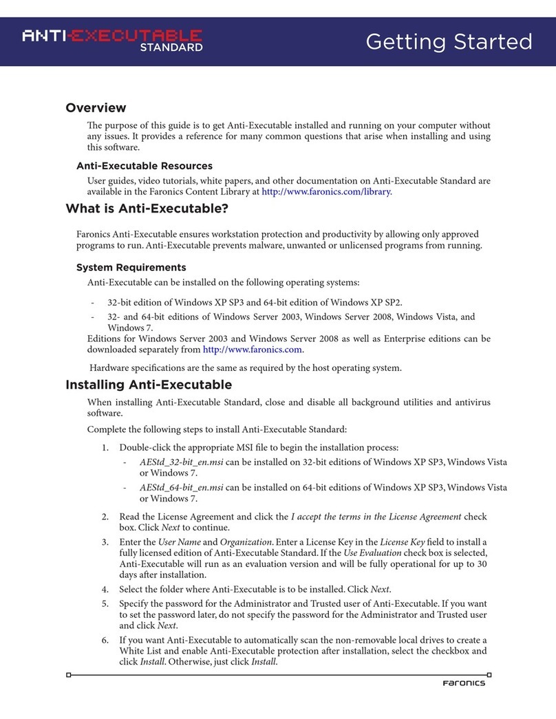 FARONICS ANTI-EXECUTABLE STANDARD User manual
