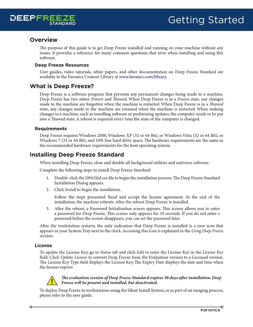 FARONICS DEEP FREEZE SERVER STANDARD User manual