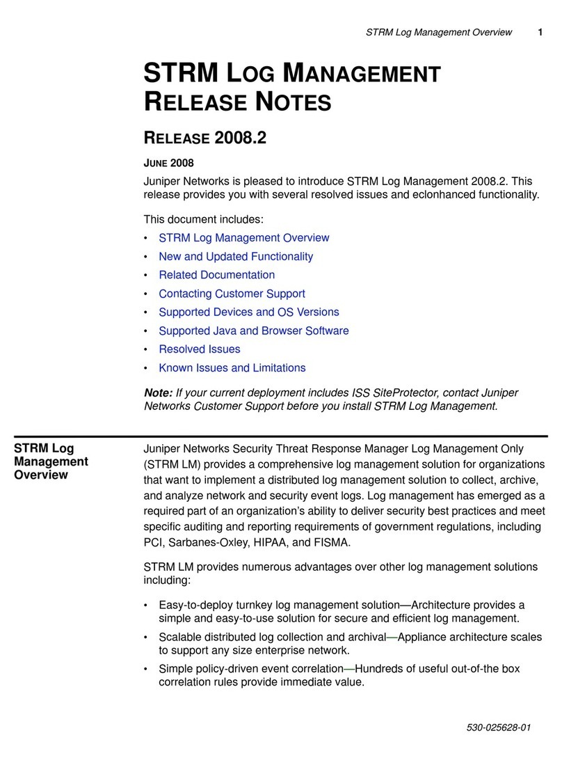 Juniper STRM LOG MANAGEMENT 2008.2 - S 6-2008 Instruction Manual Juniper STRM LOG MANAGEMENT 2008.2 - S 6-2008 Instruction Manual